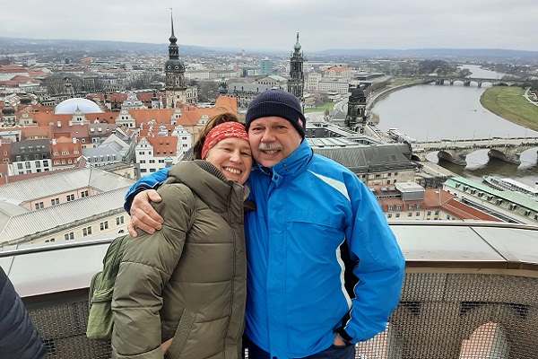 Aussicht auf Dresden auf dem Turm der Frauenkirche.