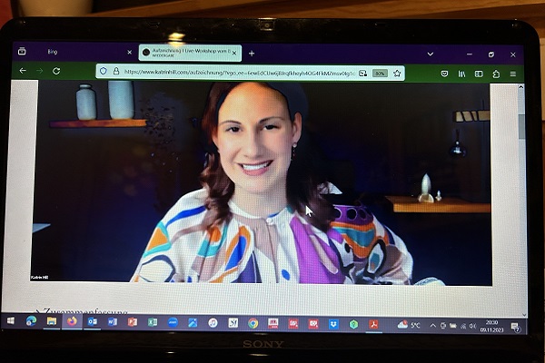 Katrin Hill am Bildschirm bei einem Webinar, in dem ich teilgenommen habe.