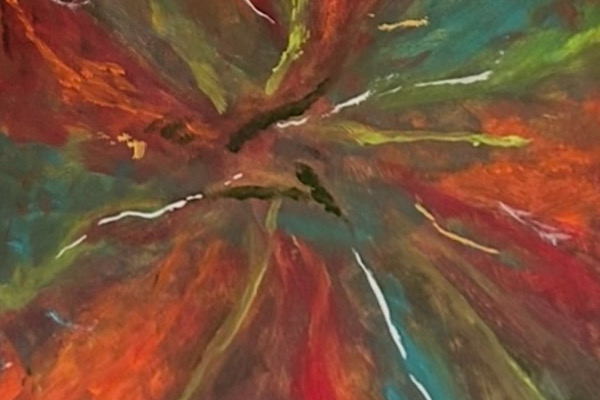Detail des Seelenbildes mit dunkler Linie und energetischen Lichtimpulsen