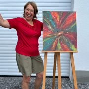 Seelenbild – energetische Explosion aus Farbe und Licht, intuitiv gemalt von Anita Griebl