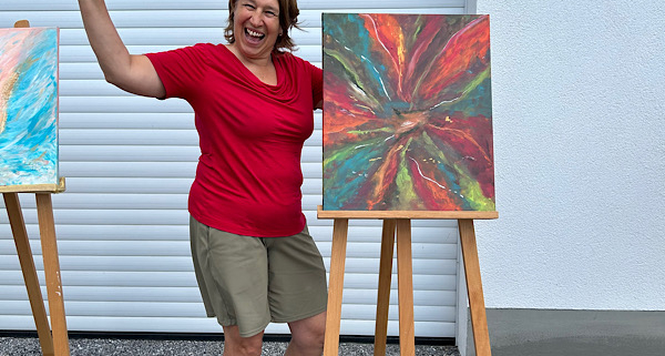 Seelenbild – energetische Explosion aus Farbe und Licht, intuitiv gemalt von Anita Griebl